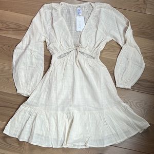 L*Space × Revolve Feelin Fine Cotton Mini Dress Coverup Cream NWT XS